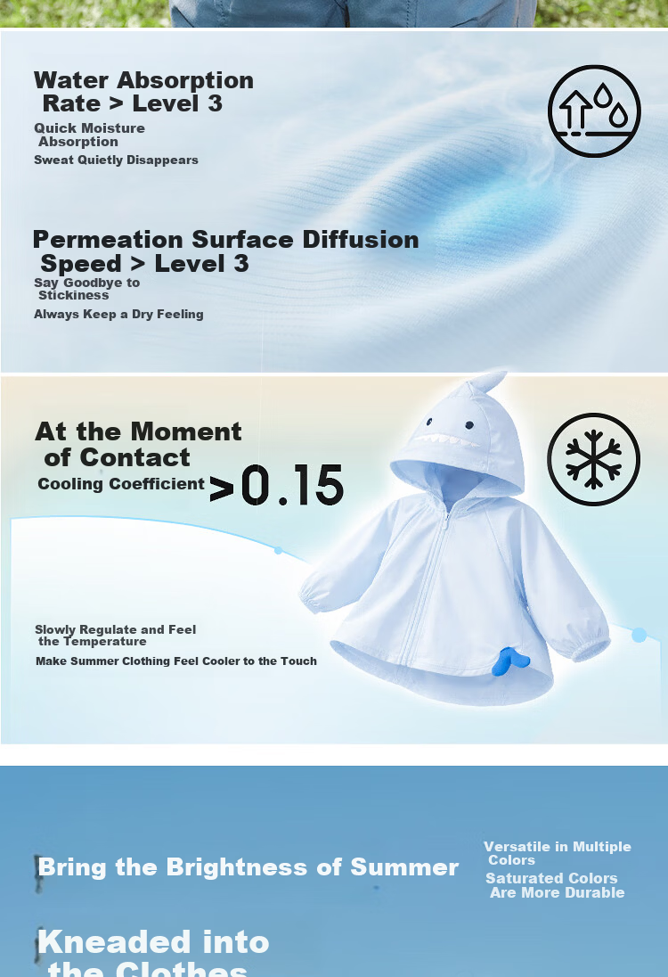 Balabala Baby Sun Protection Jacket Children's Coat 2026 Summer Cooling Boys Girls Hooded Top UPF50+ 6