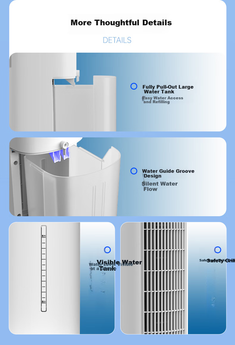 AUCMA Home Cooling Fan Floor Strong Cooling Portable Air Conditioner Fan Standing Water Cooling Air Purifier Air Circulation Bladeless Tower Fan Quiet Bedroom S5Y 8
