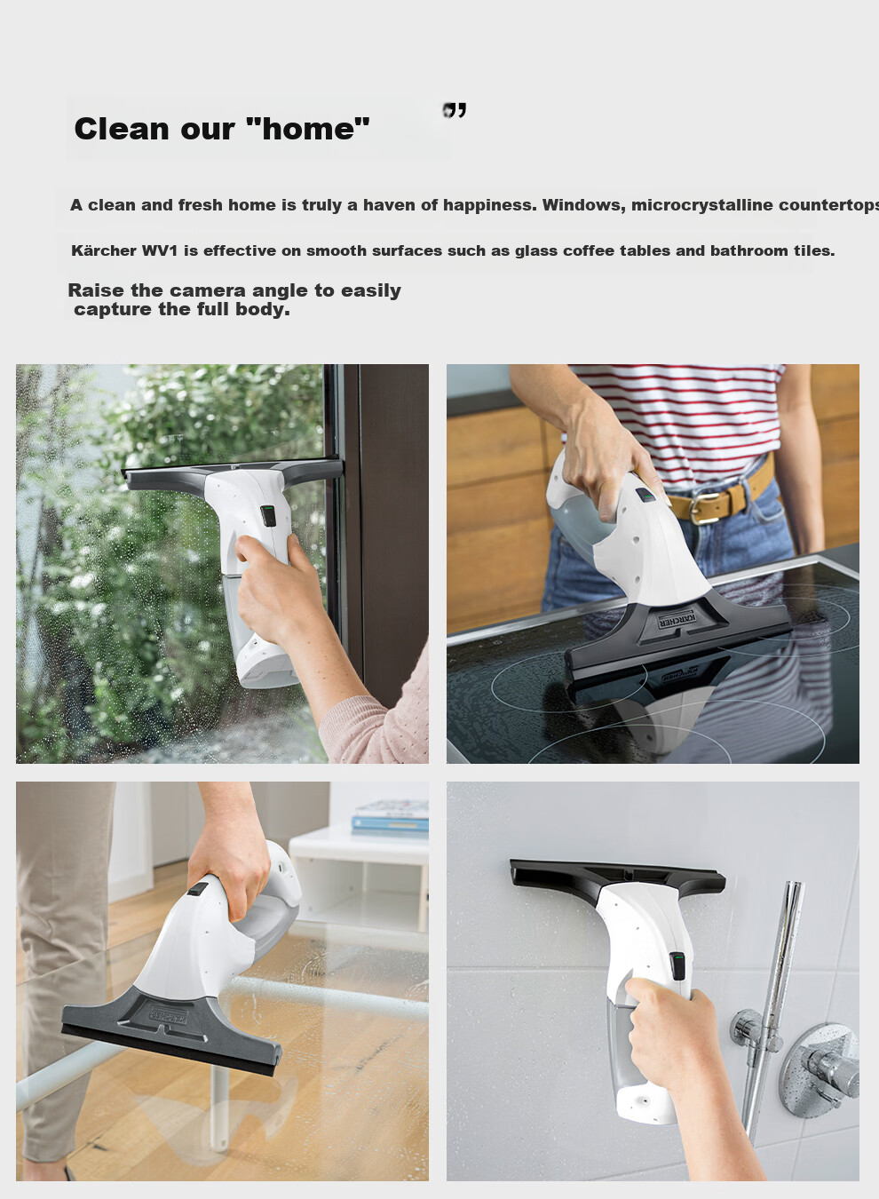 KARCHER Germany Karcher WV1 Handheld Wireless Electric Window Cleaner Glass Squeegee Surface Cleaner Tile Scraper Suction All-in-One 14