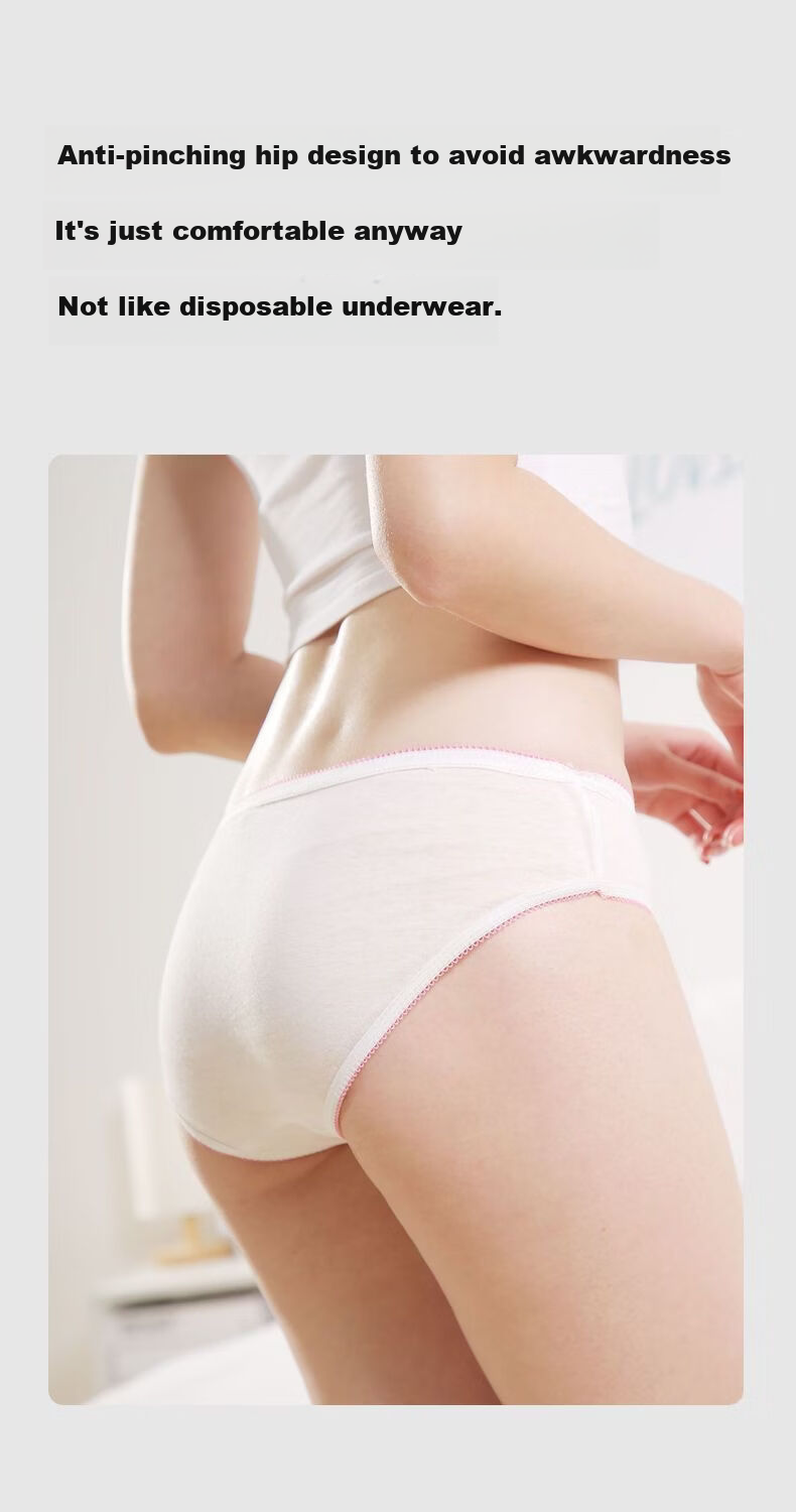 Yalu Disposable Women's Cotton Crotch Underwear 7-Pack Individually Wrapped Double-Layer Wash-Free Maternity Travel Vacation 14
