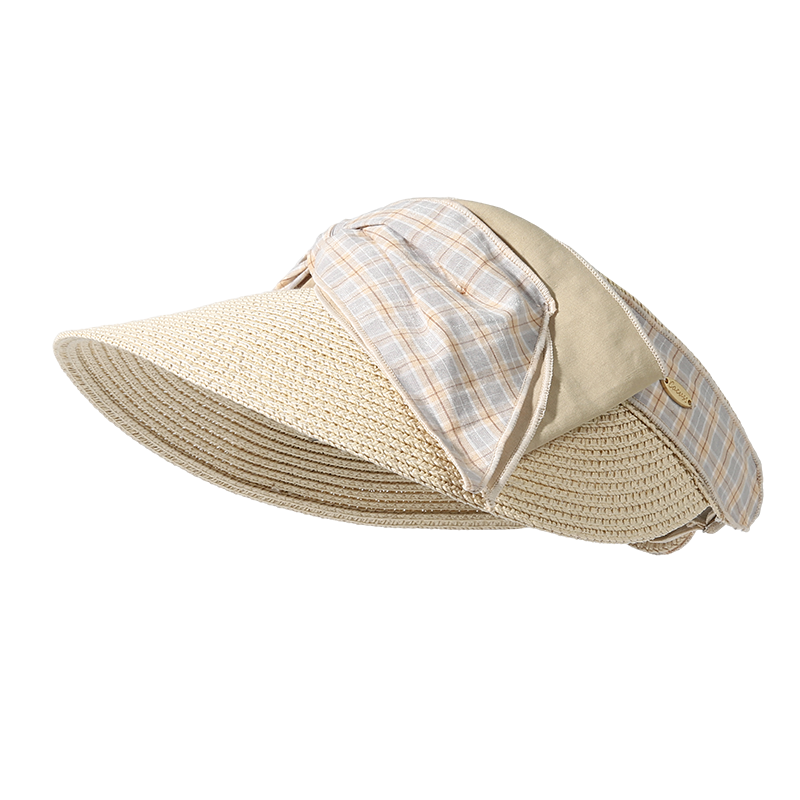 CACUSS Women's Open-Top Hat Spring Summer Bowknot Sunshade Outdoor Beach Vacation Slim Face Sun Hat Sea Salt Blue