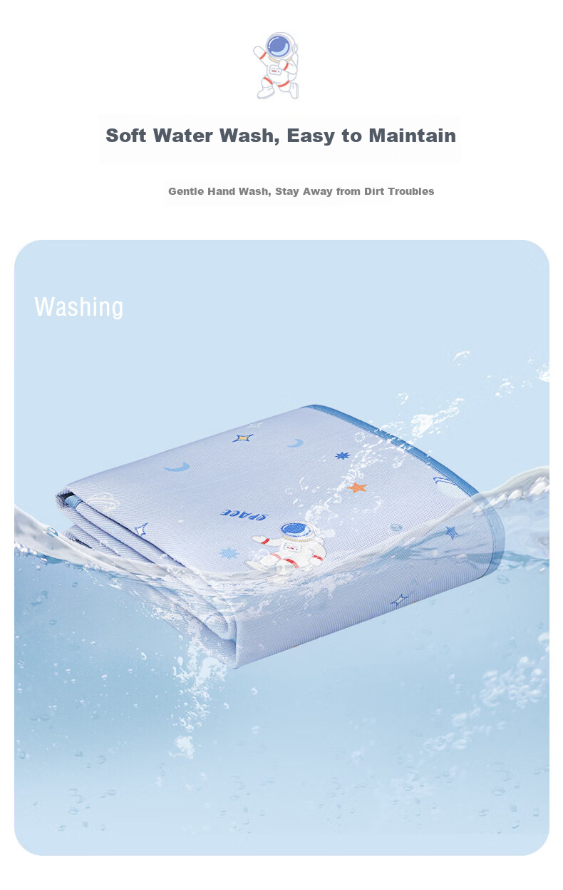 MERCURY Kids Rainforest Sound Baby Cooling Mat Ice Silk Baby Crib Washable (Antibacterial Cooling) 65cm×120cm 10