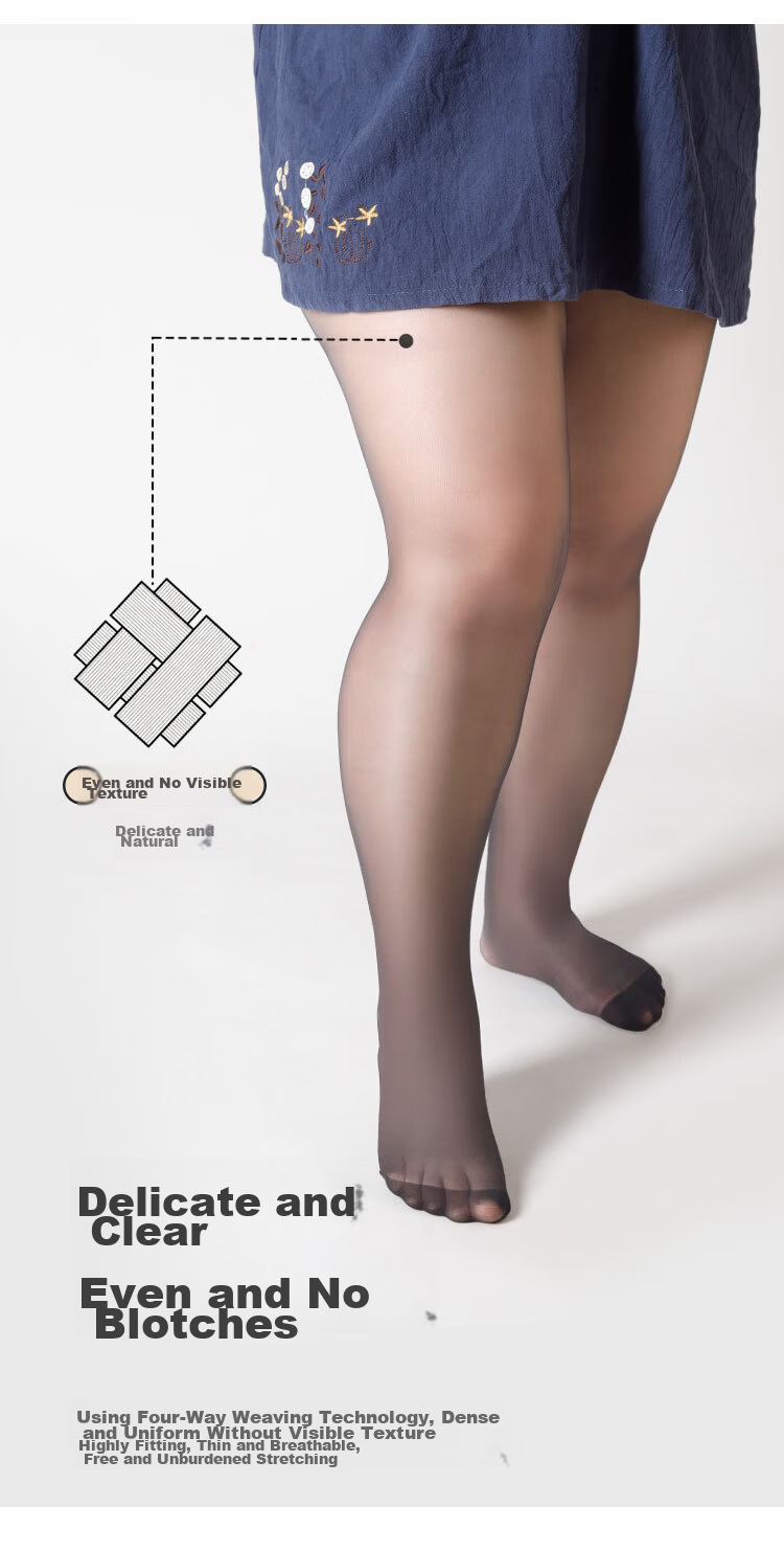 Afandi【Plus Size】Ultra-thin Bare Leg Magic Spring Summer Sheer Anti-Snag No-Crotch Tights Pantyhose 4