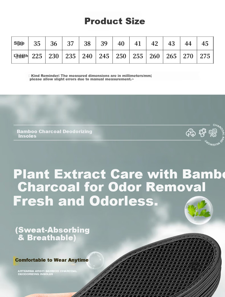 JVBV 5 Pairs Men's Odor-Resistant Insoles JD Self-Operated Sweat-Absorbing Breathable Bamboo Charcoal Deodorizing Thin Leather Shoe Insoles Size 39 1
