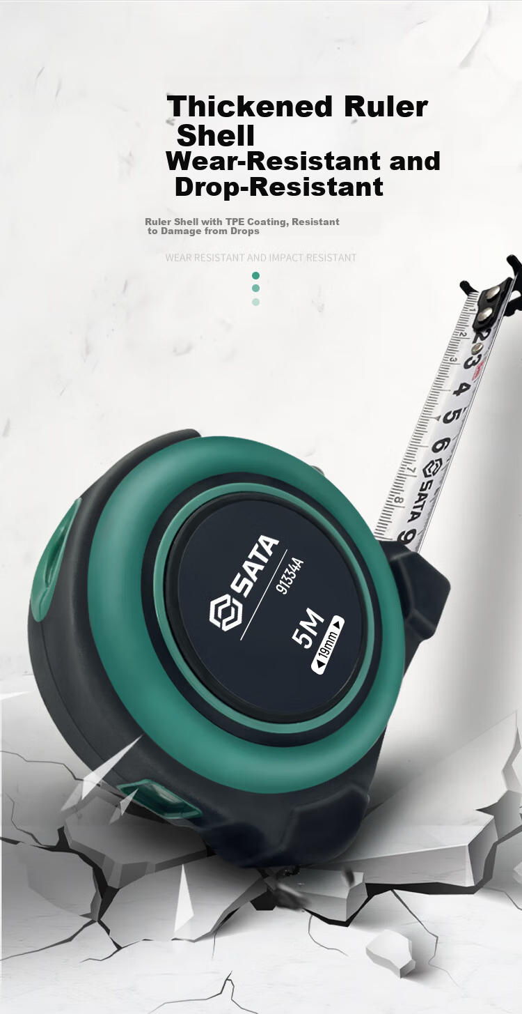 SATA 91333A Kaifeng Series Rubber-Coated Steel Tape Measure, 3.5M X 16MM, Double-Sided Measuring Tape with Rubber Coating And Locking Mechanism 8