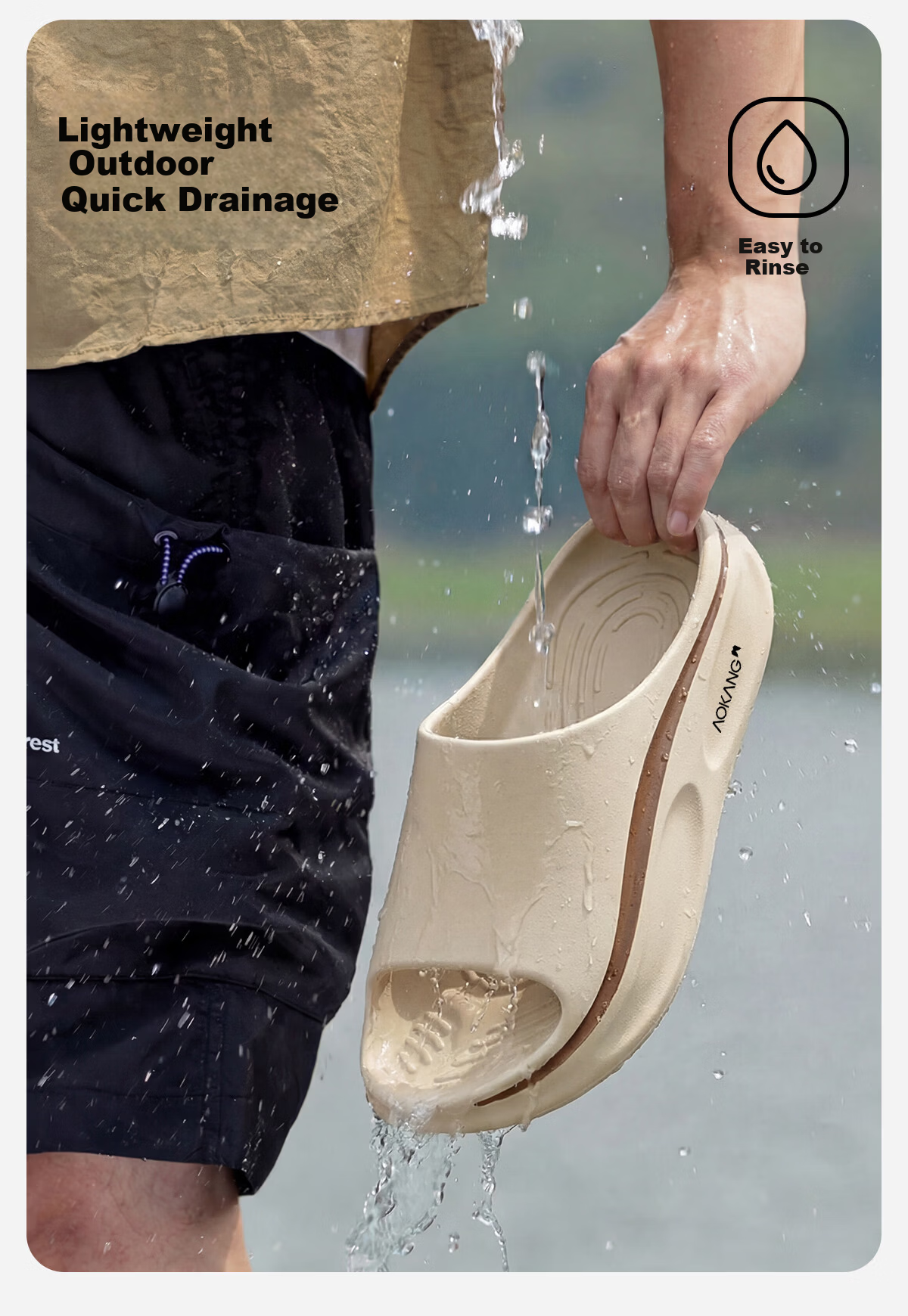Aokang Men's Summer Sport Outdoor EVA Non-Slip Soft Sole Beach Camping Commuting Slippers 5