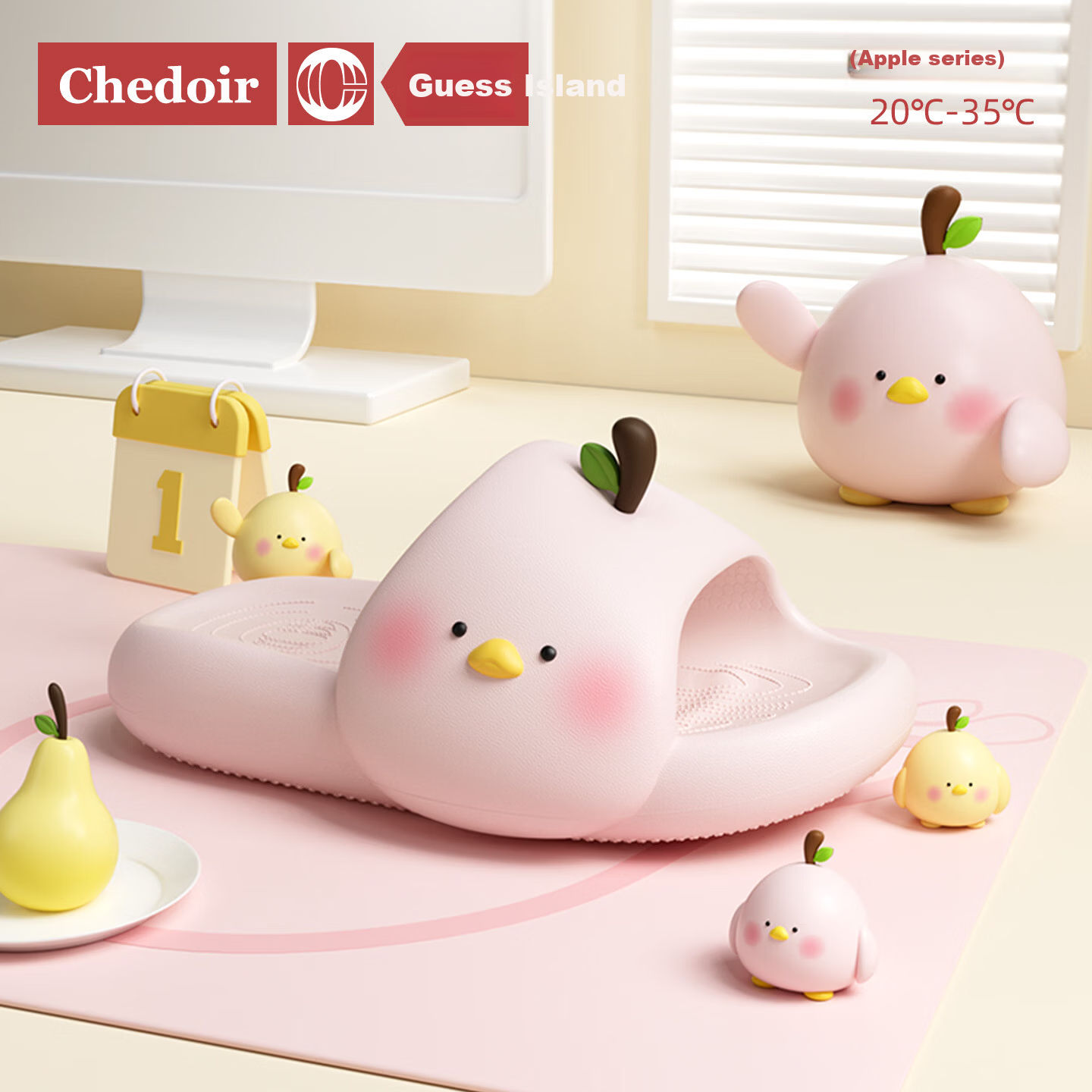 Chedoir Women's Summer High Arch Support Cartoon Duck Pear Slide Sandals Ins Outdoor Beach Non-Slip Cool Slippers