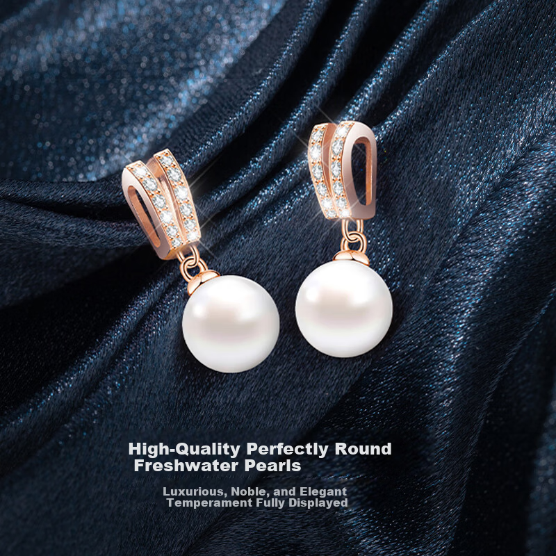 Laomiao Practical High-End Freshwater Pearl Stud Earrings for Women Silver Jewelry Thoughtful Gift for Girlfriend Wife