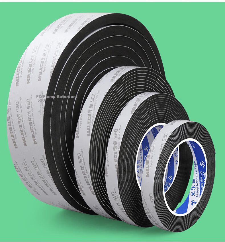 Mileqi Flame Retardant Sponge Tape Strong Adhesive Anti-Collision Strip Fire Door Gap Door Frame Shockproof Soundproof High Temperature Resistant Door Buffer Strip Black - 20mm Width * 5m Length * 1mm 9