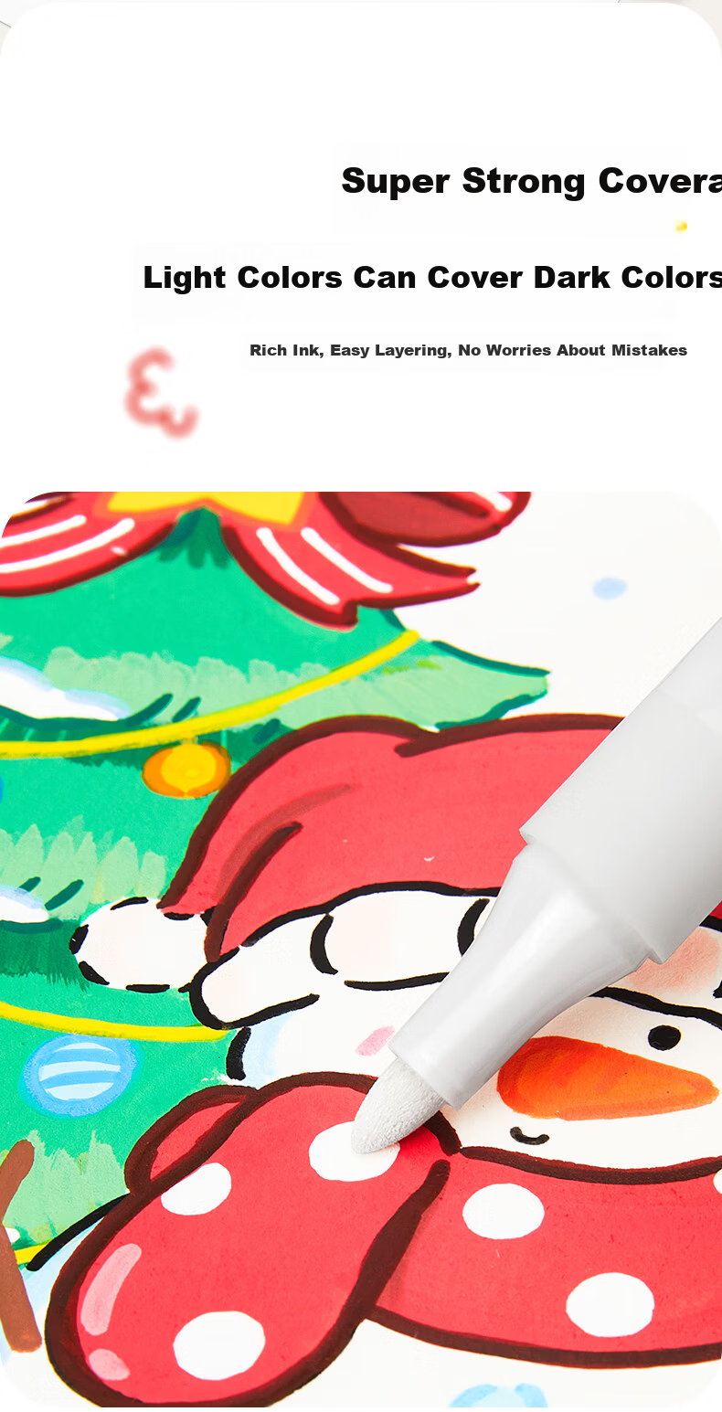 Touch Mark Taichi 60-Color Acrylic Marker Soft Tip Student Art Special Opaque Layerable Watercolor Pen Birthday Gift for Boys and Girls 8