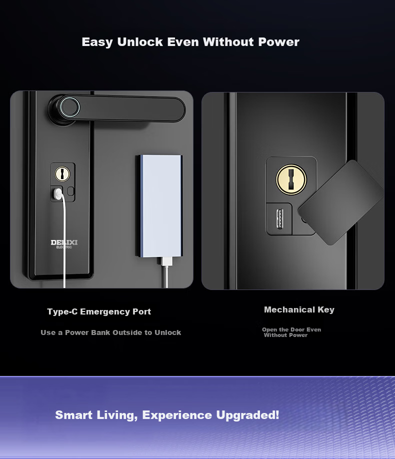 Delixi Electric Password Lock Smart Door Lock Home Fingerprint Lock Self-operated Smart Lock Anti-theft Electronic Entry Door Lock with Installation 7