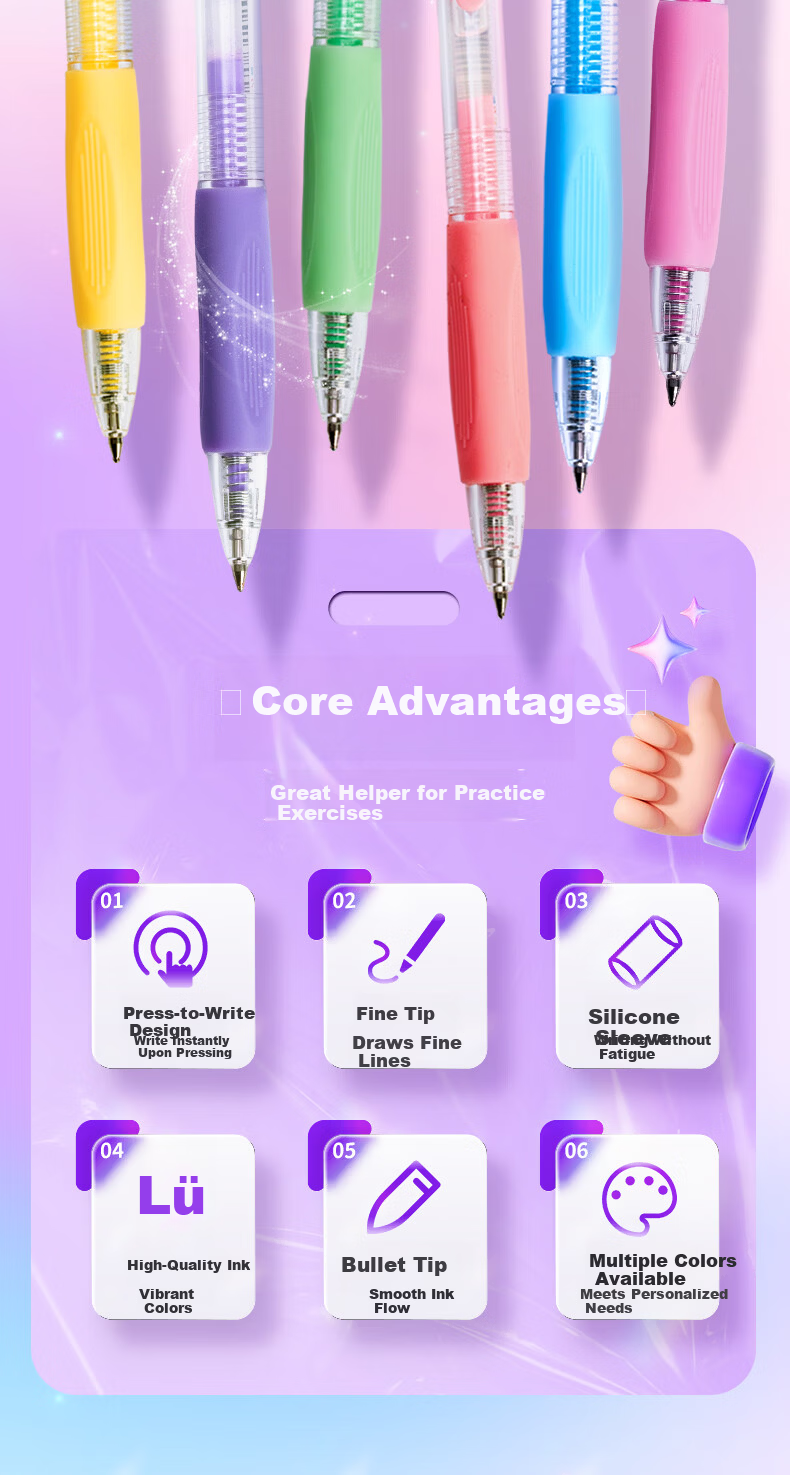 M&G Click Colorful 0.5mm Gel Pen Acrylic Marker Ins Style Painting Pen for Elementary to High School Students Black/6pcs AGPUC502 2