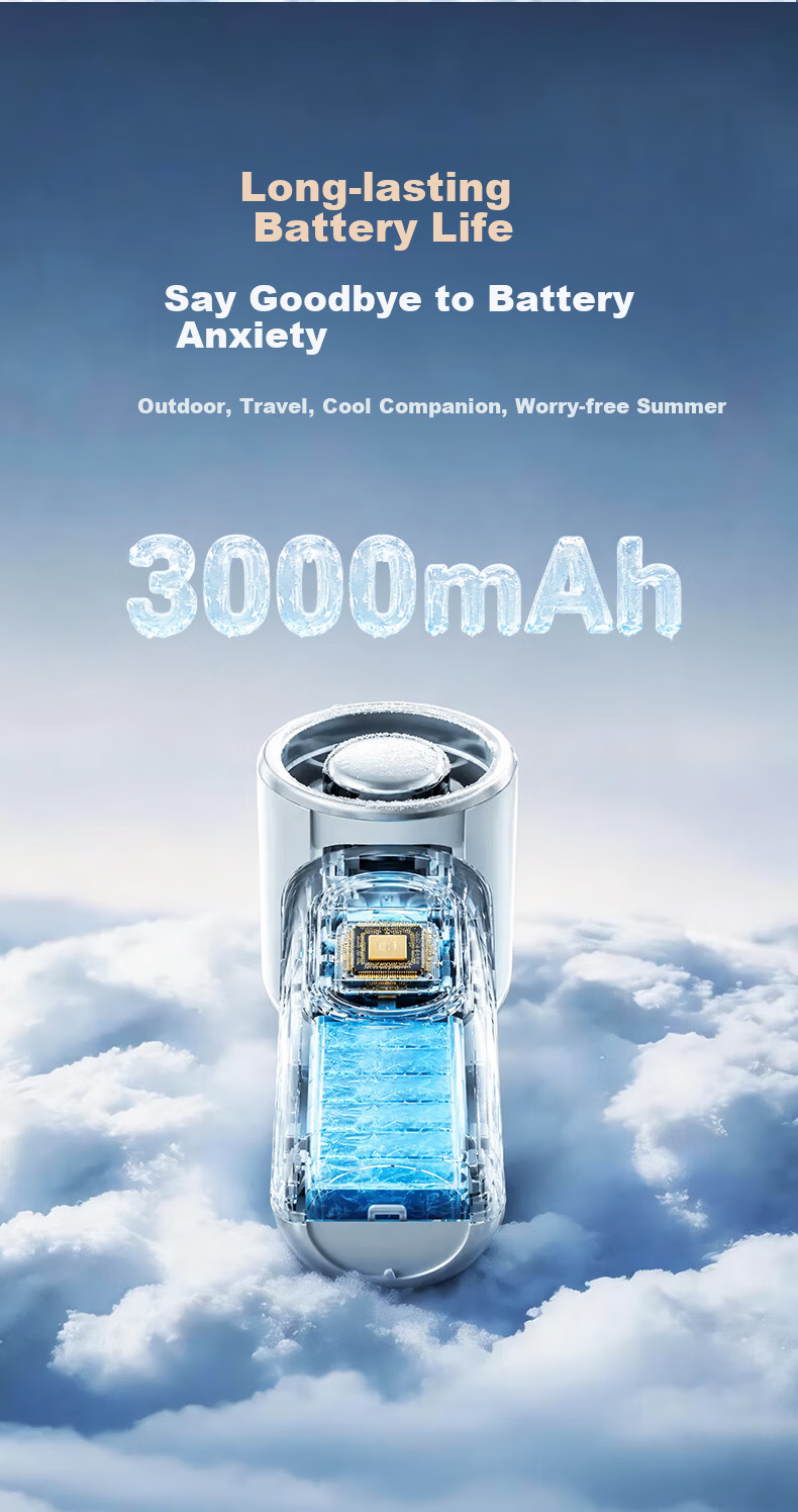 AUX Handheld Portable USB Mini Fan Long Battery Life Quiet High-Speed Energy-Saving Rechargeable Office Cooling Fan 15