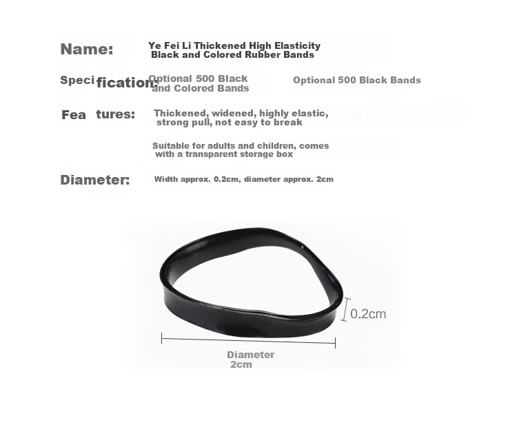 YeFeiLi Approximately 500 Thickened and Reinforced Disposable Hair Ties High Elasticity Children's Black Rubber Bands for Girls Students 2