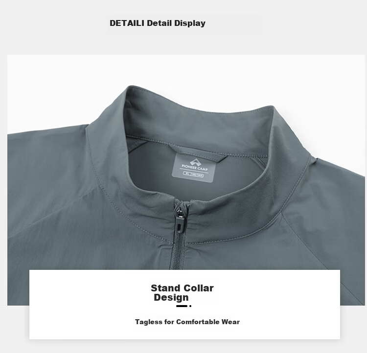 Pioneer Camp Ice Vein Men's Summer Outdoor Ice Silk Cooling Stand Collar Fishing Sun Protection Jacket Breathable Loose Skin Jacket 15