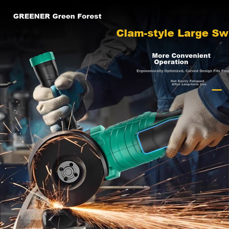 GREENER Lithium Angle Grinder Cutting Machine Household Handheld Electric Polisher Brushless Grinder Grooving Genuine Digital Display
