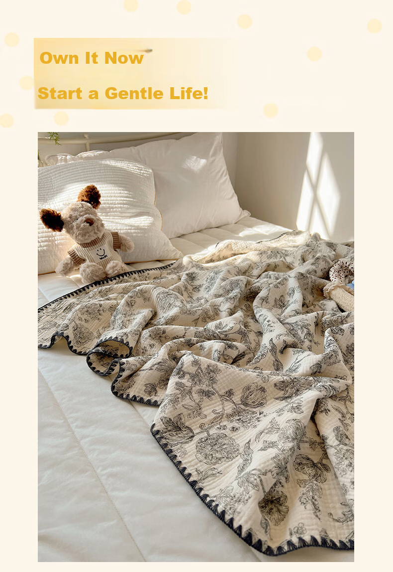 MUJI A-Class 100% Cotton Yarn Towel Blanket Quilt Four Seasons Air Conditioning Blanket Children's Nap Cover 150*200cm 2