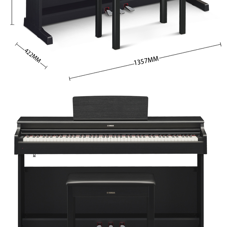 YAMAHA Upgraded YDP165R88-Key Weighted Hammer Adult Professional Exam-Grade Upright Digital Piano 7