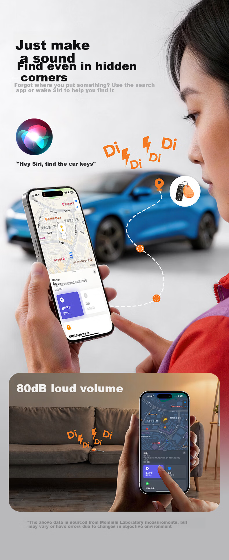 MOMAX Anti-Lost Tracker Locator for AirTag Compatible with Apple iPhone FindMy Certified USB-C Charging Waterproof Anti-Lost for Kids Elderly Pets Keys Luggage Bicycle Backpack 2