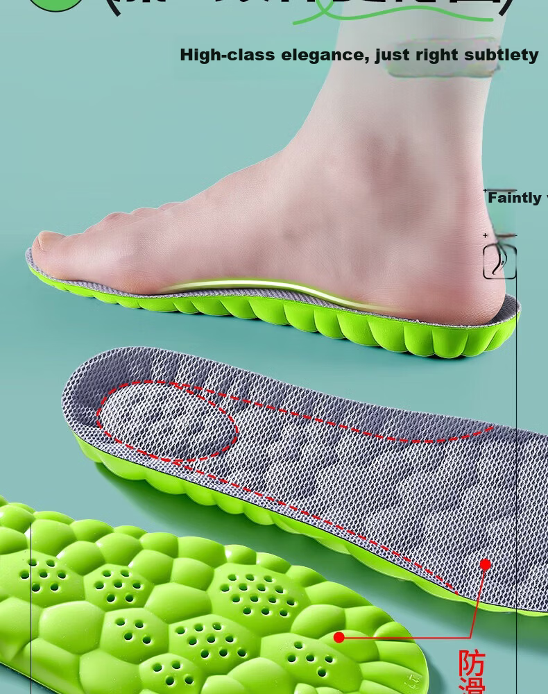 Footprint Tribe 10A Antibacterial Odor-Resistant Insoles for Men and Women, Sweat-Absorbing Breathable Deodorizing Summer Sports Soft Elastic Insoles, Size 37 16