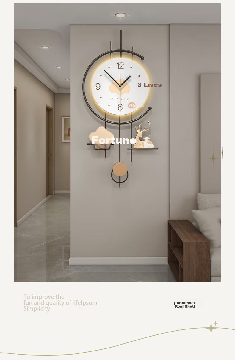 Jiujuda Modern Minimalist Elegant Dining Table Wall Clock Creative Restaurant Decorative Clock 2026 New Living Room Wall Hanging Clock 9