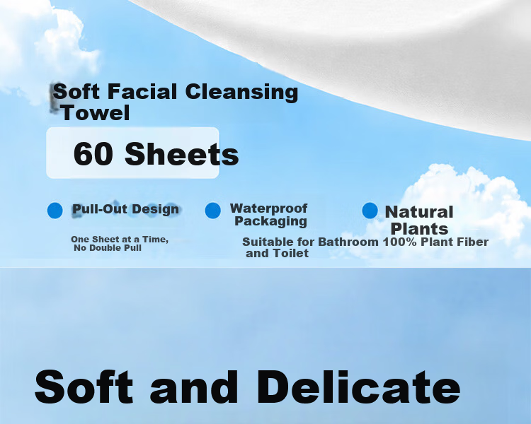 CCOKIO Japan Premium 100% Cotton Facial Towels Large Thickened Dual-Use Dry and Wet Baby Disposable Pull-Out 80 Sheets 3