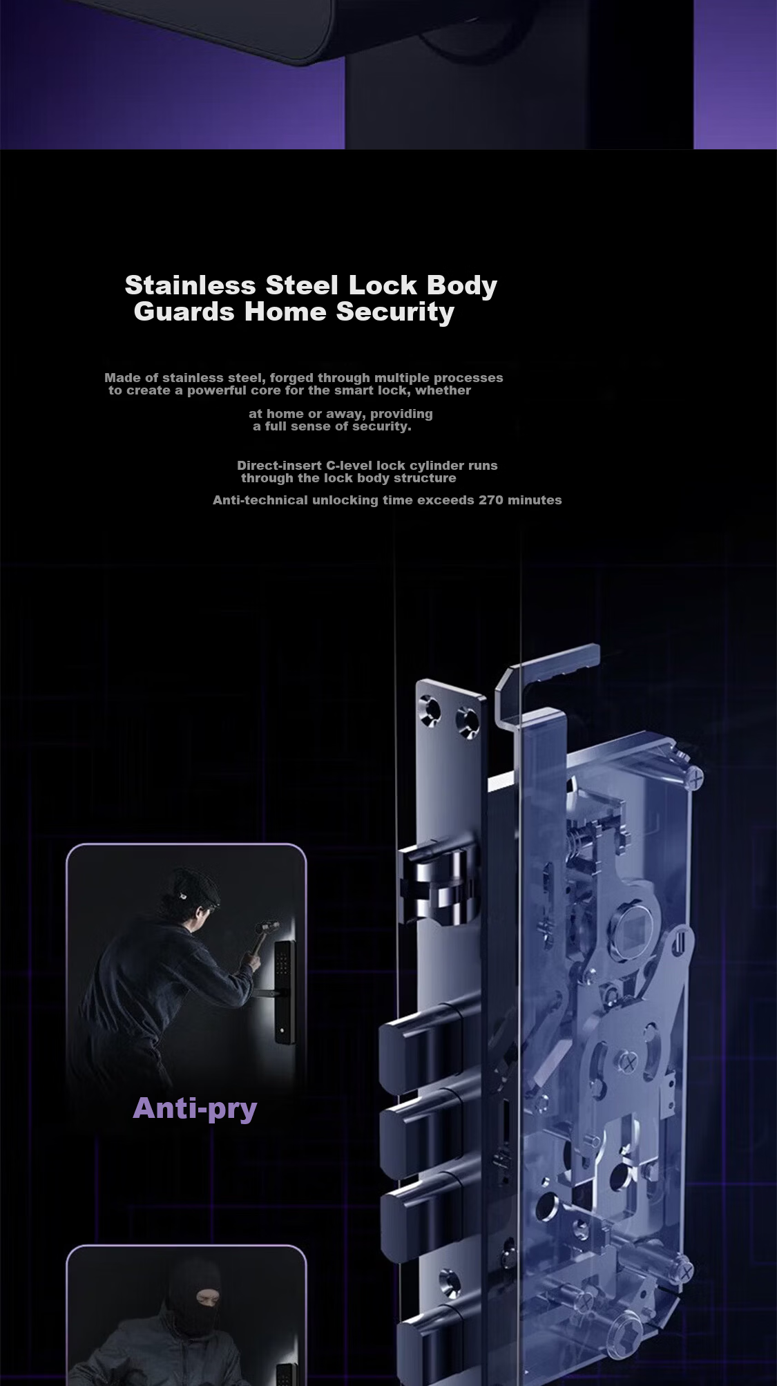 KAADAS Smart Door Lock Face Recognition Peephole Surveillance Camera Fingerprint Home Security Smart Lock Q6 FV Upgrade Model 10