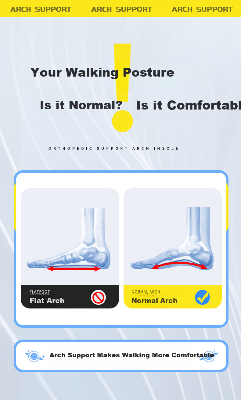 3AnGnI Arch Support Insoles for Men Shock Absorption Comfortable Antibacterial Sports Insoles Long-Standing Fatigue Relief 2