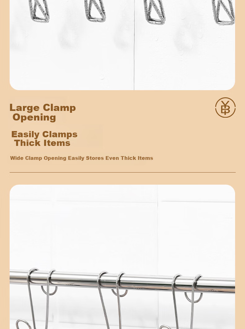 Bingyou 304 Stainless Steel Clothes Peg Long Tail Hook Clip Steel Wire Clip Multi-Functional Windproof Clothes and Socks Clip 9