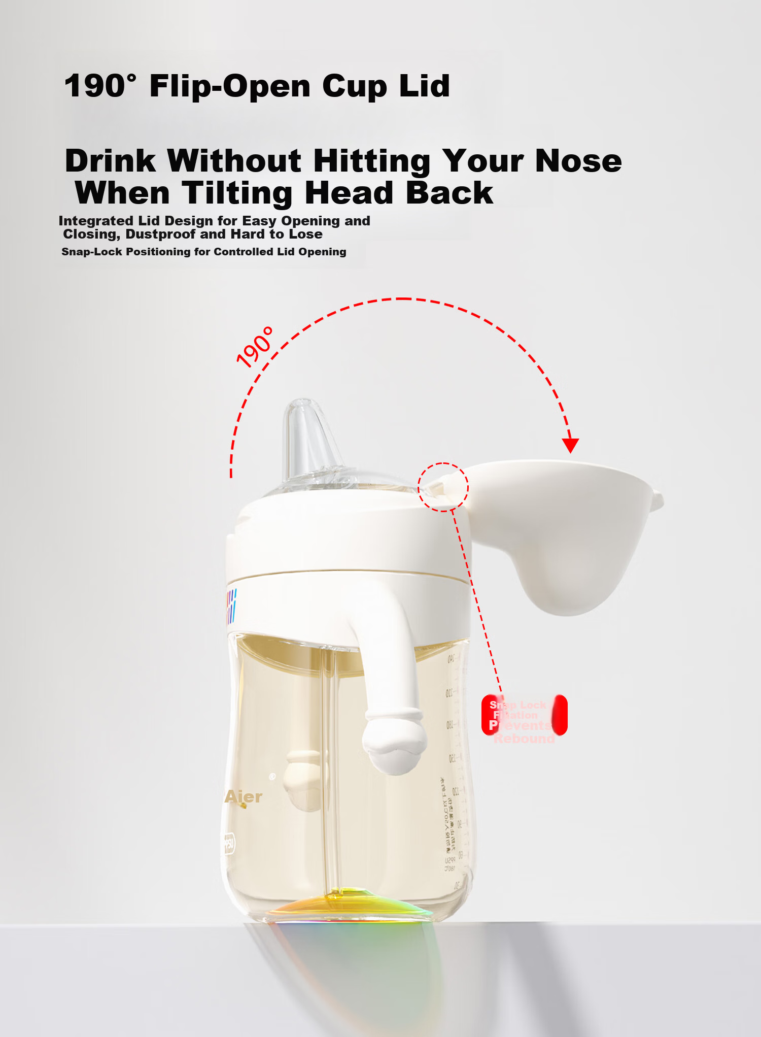 Aibeier Children's Water Bottle Baby Milk Cup Straw Bottle 6 Months-3 Years Training Cup Straw Cup Kindergarten 9
