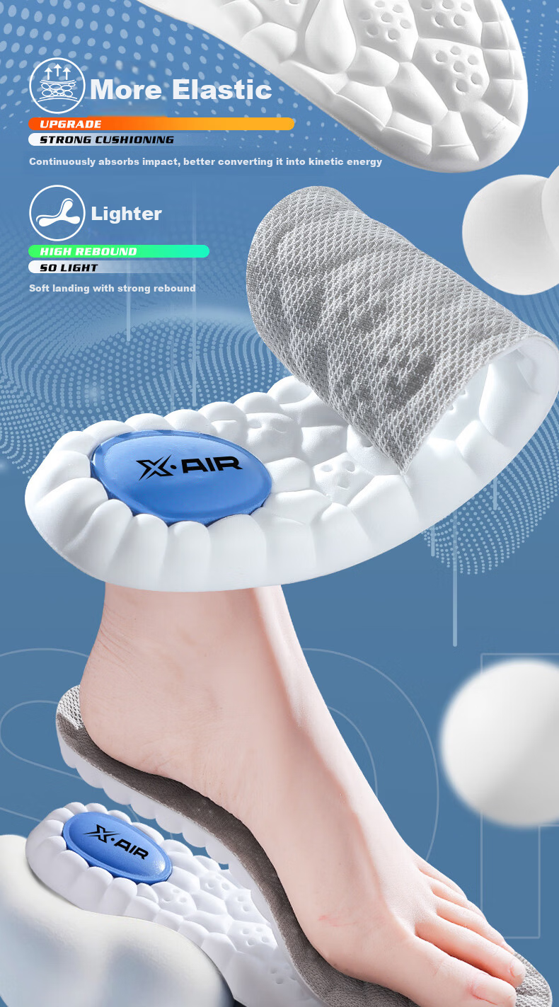 Oriental Footprint 2 Pairs Men's Ultra-Soft Breathable Sweat-Absorbing Odor-Resistant Comfortable Sports Insoles for Long Standing, Size 39-40 6