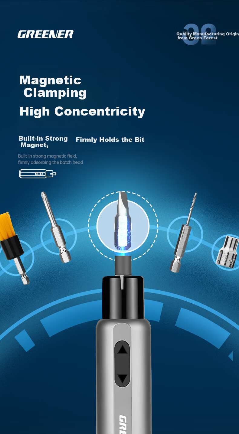 GREENER Magazine-Type Electric Screwdriver 56-Piece Rechargeable Household Mini Cordless Precision Electric Screwdriver Set 11