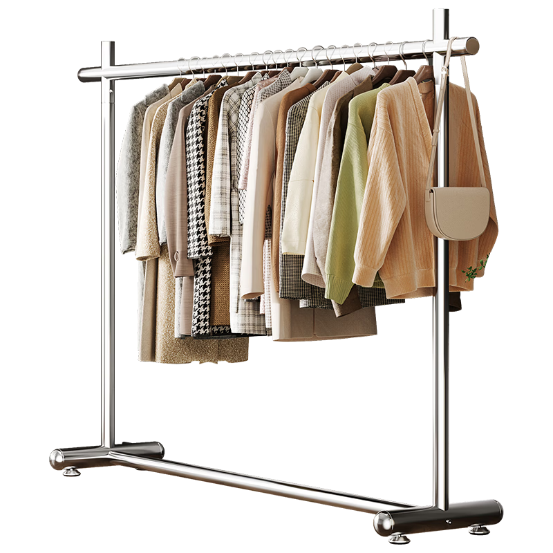 Yicai Nianhua Stainless Steel Floor Clothes Drying Rack Thickened Indoor Hanging Clothes Rod Mobile Balcony Clothes Rack 2858