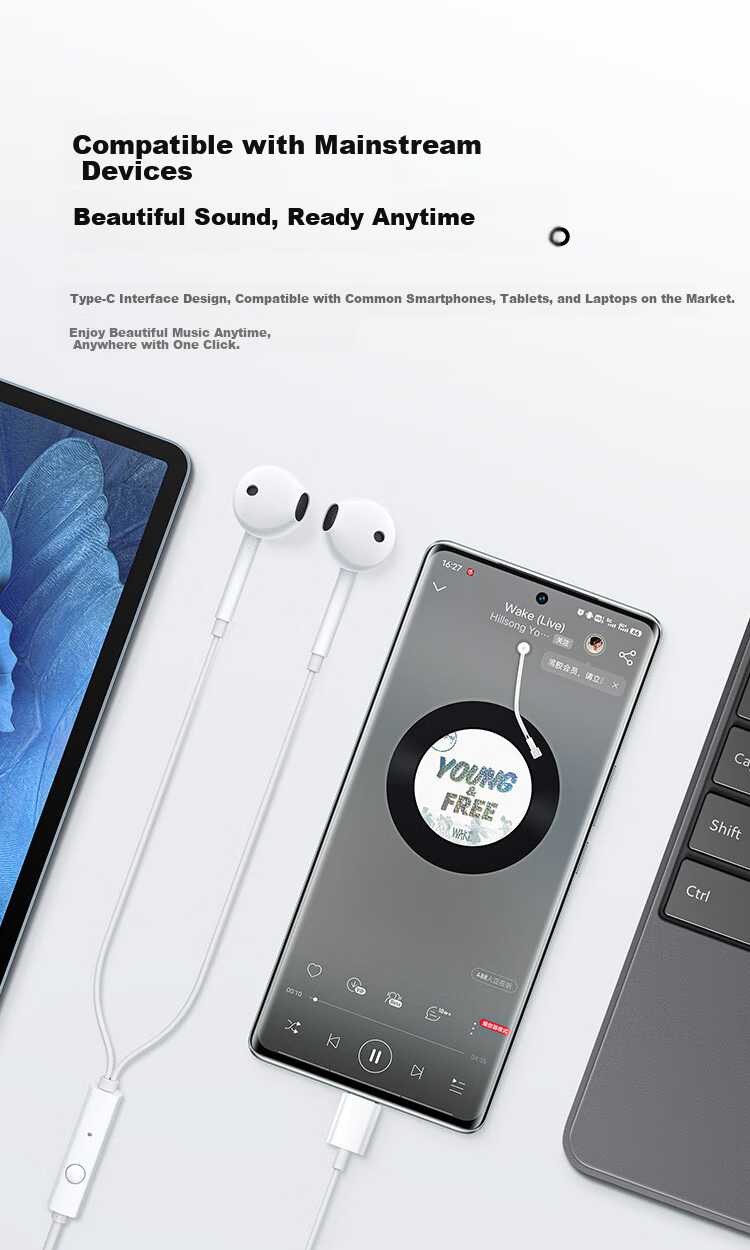 Vivo Audio Earphones White Type-C Connector 5