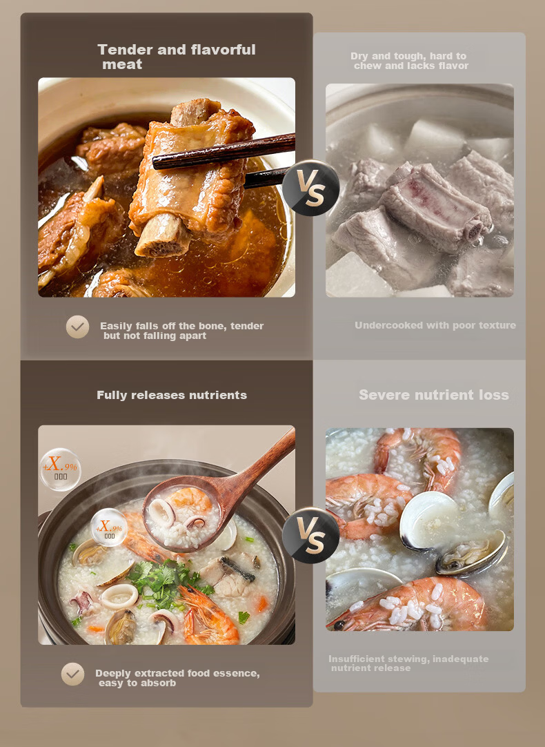 Joyoung 4L Electric Slow Cooker Purple Clay Pot Multi-Function Smart Timer Stew Porridge Soup Pot DG40K-GD408 7