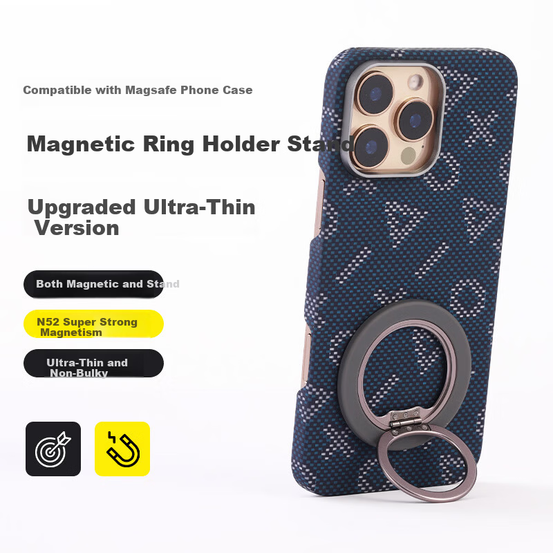 Pinkson Magnetic Ring Holder Stand Compatible with Huawei Apple Phones Magsafe Magnetic Suction Stand Oppo Mag Ultra-thin Simple Business Lightweight Magnetic Rotatable Universal Desktop Holder