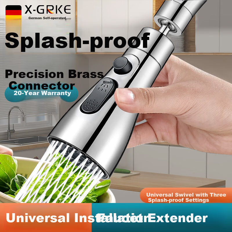 X-GRKE Germany Kitchen Faucet Splash Head Extender All-Copper Universal Connector 720° Kitchen Faucet FZ-01