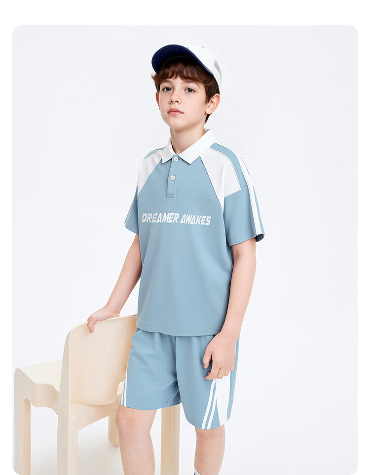 BALABALA Boys' Short-Sleeve Set, Children's Two-Piece Outfit for Older Kids, 2026 New Summer Style, Moisture-Wicking Quick-Dry T-Shirt And Pants 33