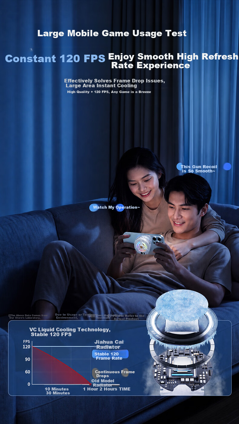JIAHUACAI Gaming Grade Magnetic Semiconductor Cooler RGB Lighting 3-Level Temperature Control Live Streaming Phone Cooler 10