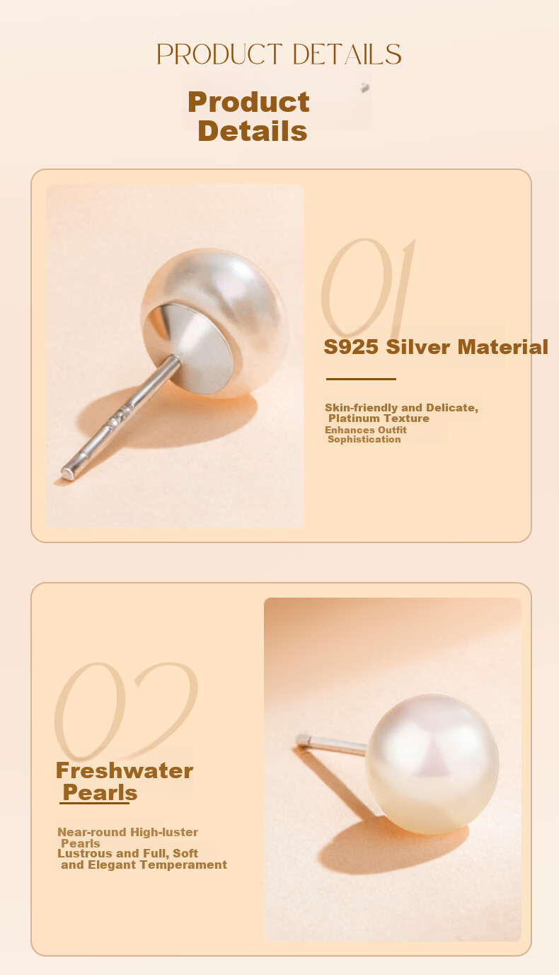 Lao Miao Freshwater Pearl Sterling Silver Stud Earrings for Women Simple Heartfelt Practical Birthday Gift for Girlfriend Wife 6
