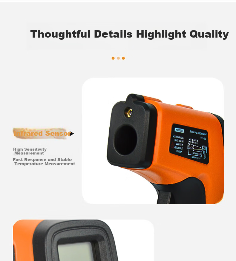 Pading Infrared Thermometer Industrial High-Precision Temperature Gun for Water, Oil, and Kitchen Baking Temperature Measurement 8