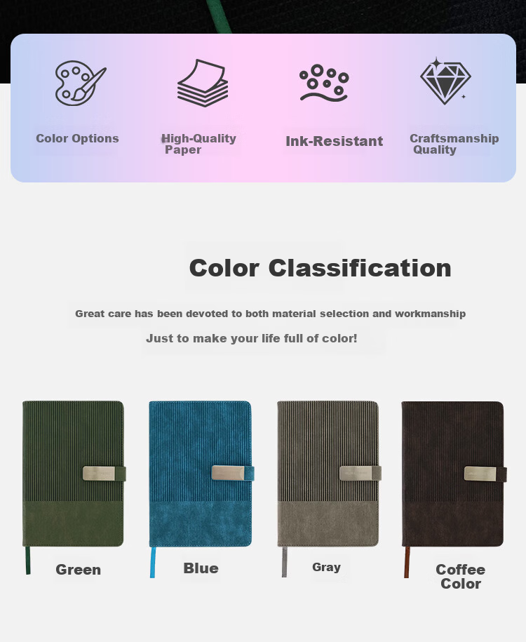 HERO A5 Business Notebook Magnetic Buckle Pen Holder Thickened Hard Cover Leather High-End Gift Meeting Office Stationery Lined Tearable Diary Journal 2