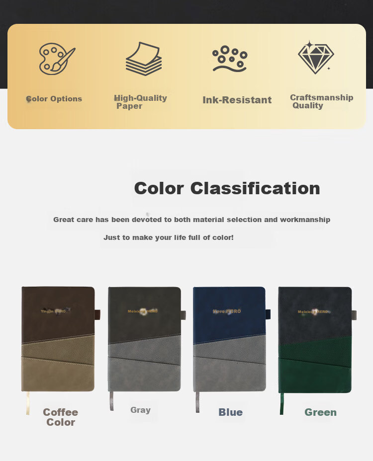 HERO New A5 Business Notebook Thickened Hard Cover Soft Leather Simple High-End Gift Meeting Portable Office Stationery Lined Detachable Diary Journal Binder 2