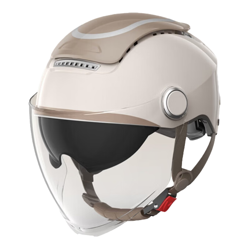 Two Little Bees 3C Certified Electric Vehicle Helmet Motorcycle Four-Season Universal Half Helmet Sun Protection Anti-Fog Dual Lens Zero-Pressure Sunroof Unisex Electric Scooter Helmet TK47