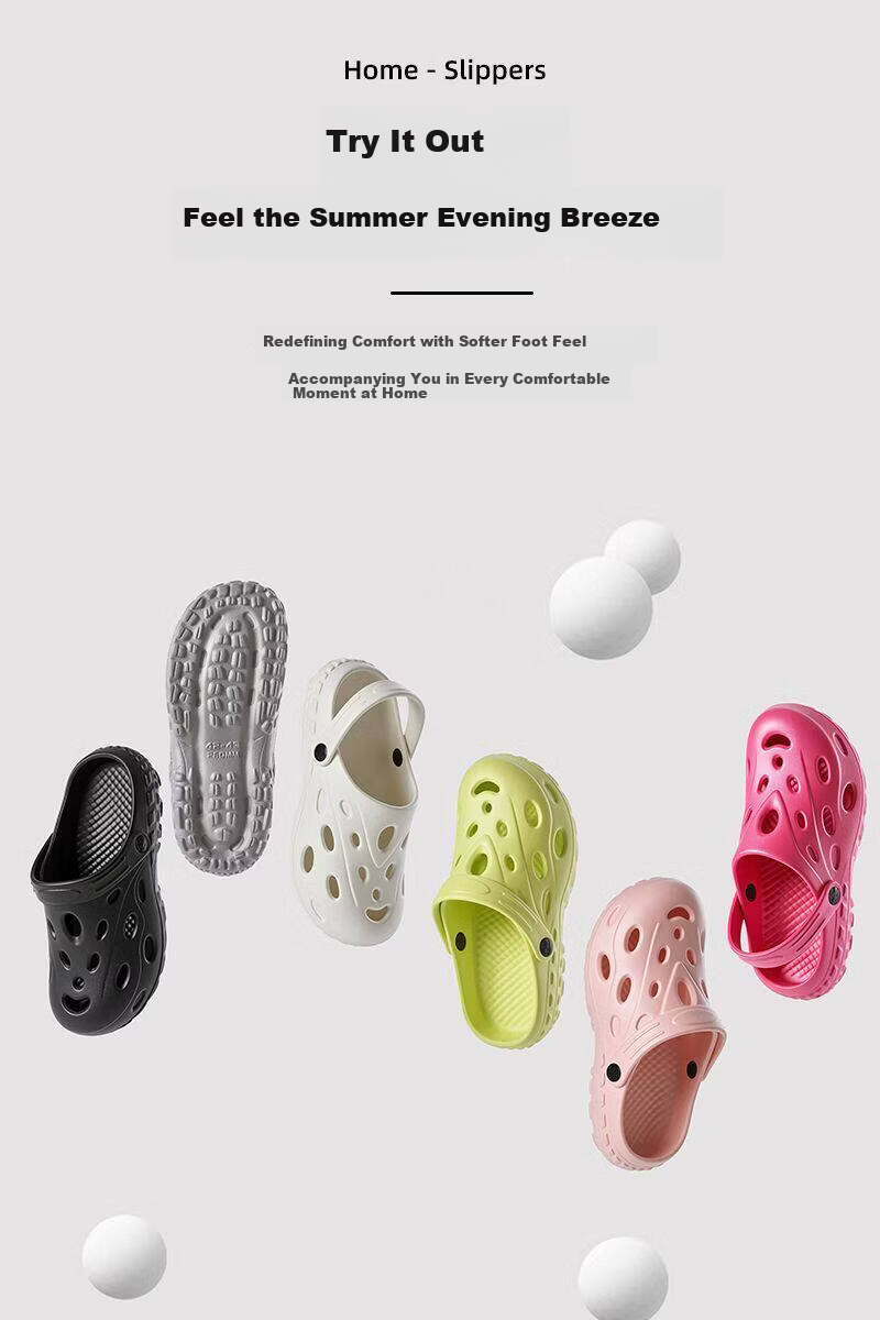 ZHIYING Men's Summer Outdoor Hole Shoes Beach Sandals Non-slip Thick Sole Cushioned Closed-toe Slippers Black Size 44-45 1