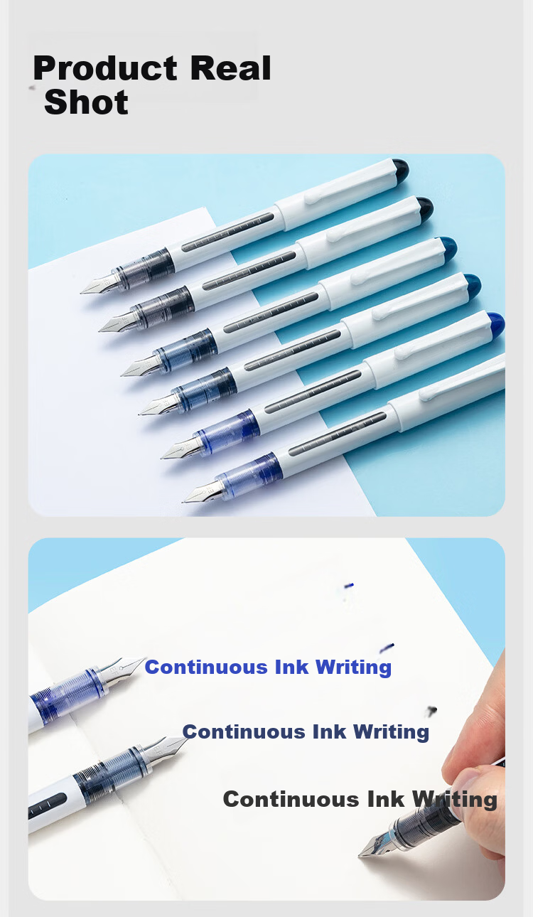 JD Jingzao Direct Liquid Cartridge-Free Fountain Pen EF Nib 0.38mm Blue 6-Pack for 3rd-6th Grade Elementary Students Calligraphy Practice 13