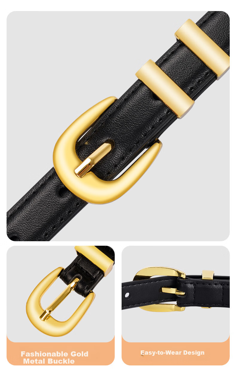 CARTELO Women's Genuine Leather Belt Cowhide Jeans Belt Korean Style Simple Versatile Pin Buckle Belt Birthday Gift for Girlfriend 6