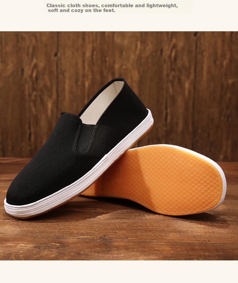 Hengyuanxiang Old Beijing Cloth Shoes Men's Pure Handmade Traditional Chinese Thousand-Layer Sole Driving Sweat-Absorbing Black Black Sole Size 39 5