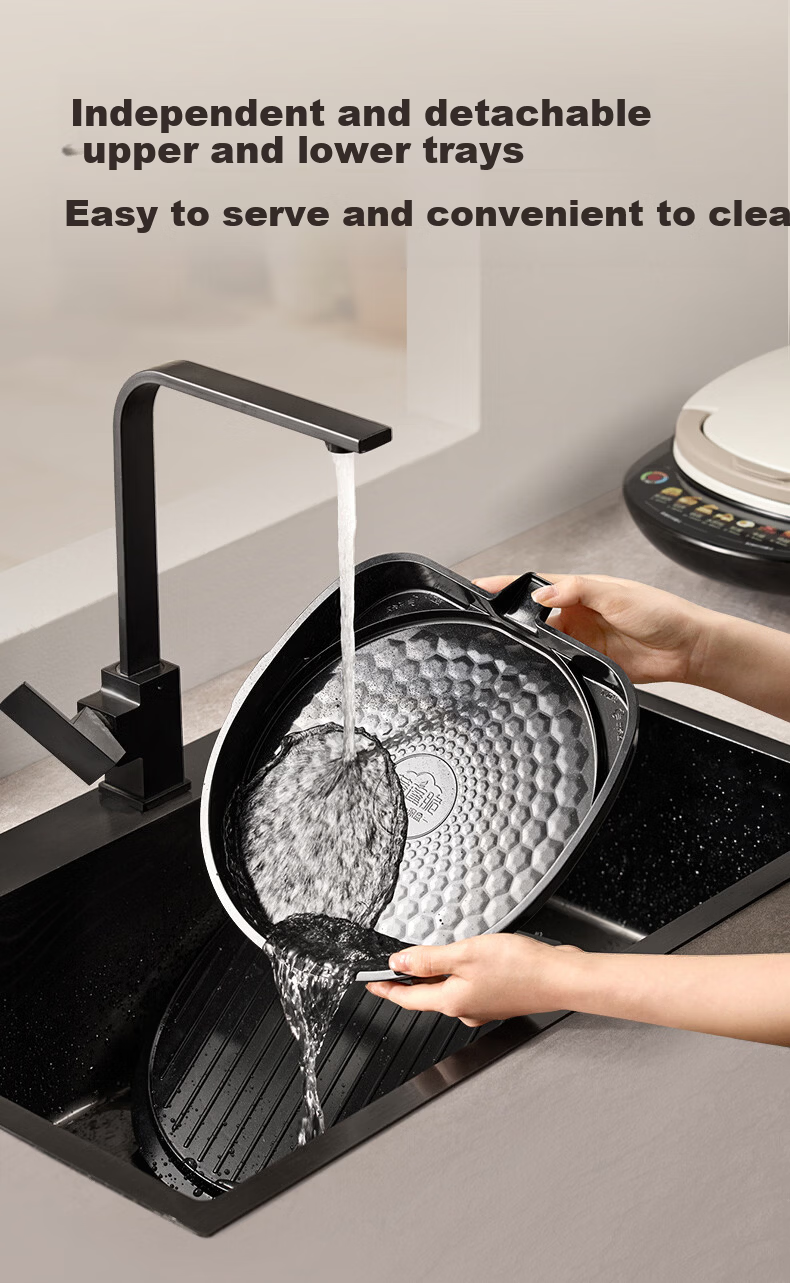 SUPOR Electric Griddle 0 Fluorine Titanium Ceramic Removable Upper and Lower Plates Double-Sided Heating Pancake Maker Breakfast Grill Antibacterial Coating JJ30RQ810 4