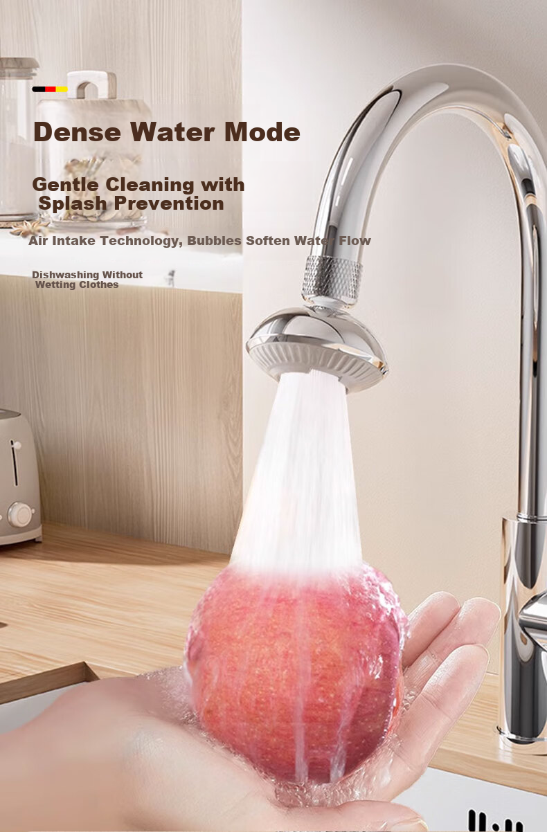 HOMK German Kitchen Faucet Splash-Proof Multi-Functional Aerator Filter Booster 9